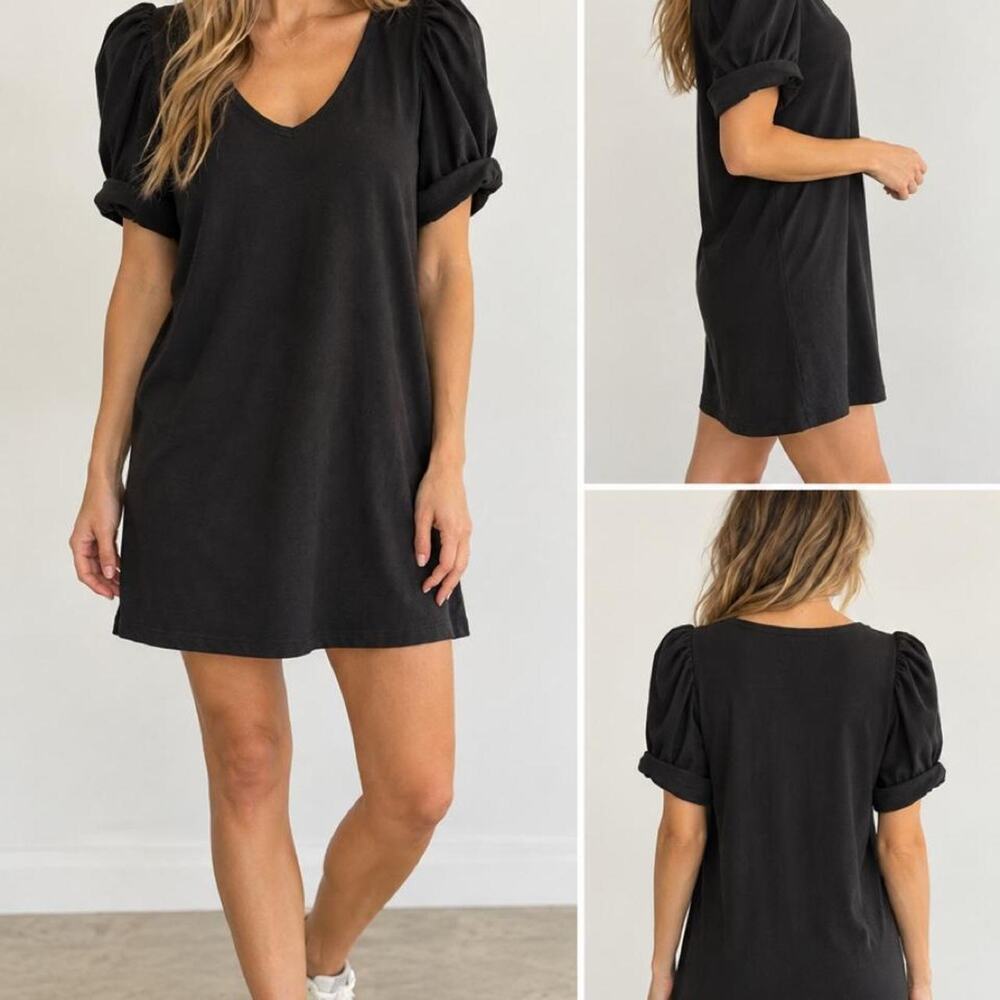 AMADI Black Puff Sleeve T-Shirt Dress – Size Small